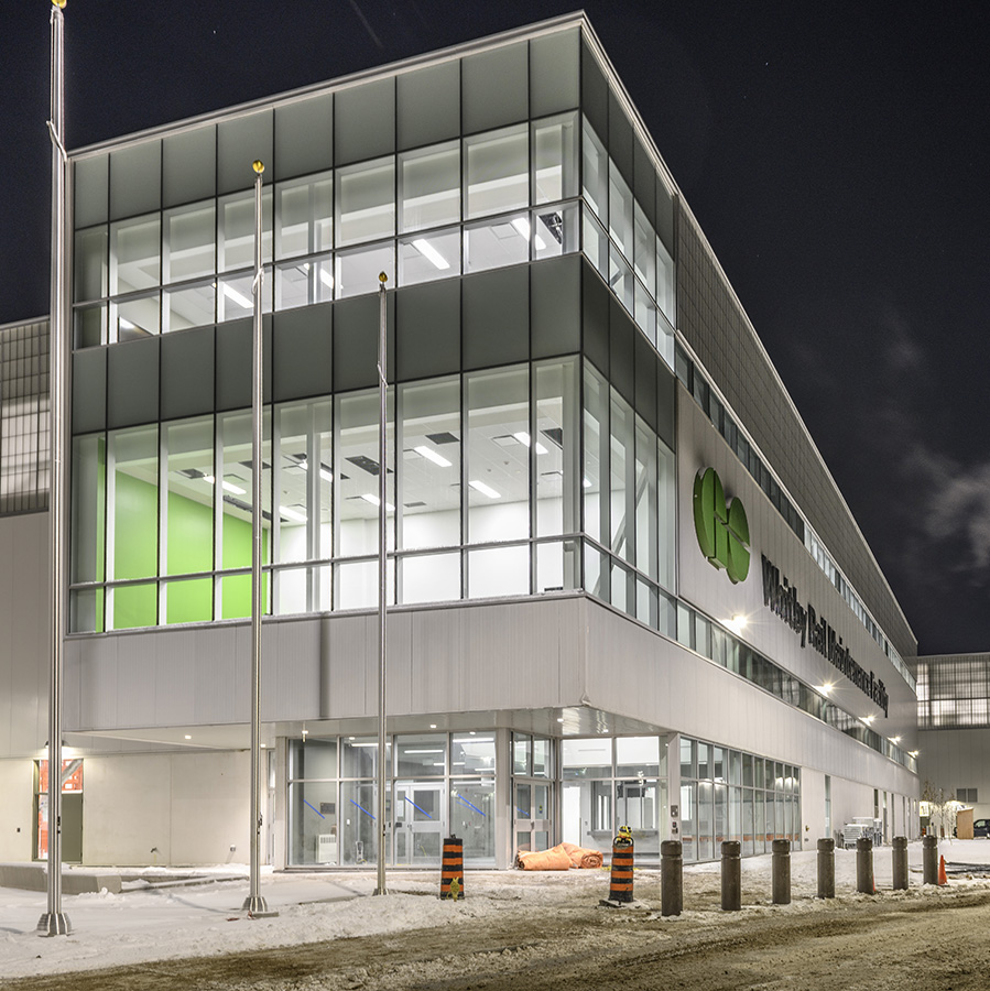 Exterior of GO facility under construction at night