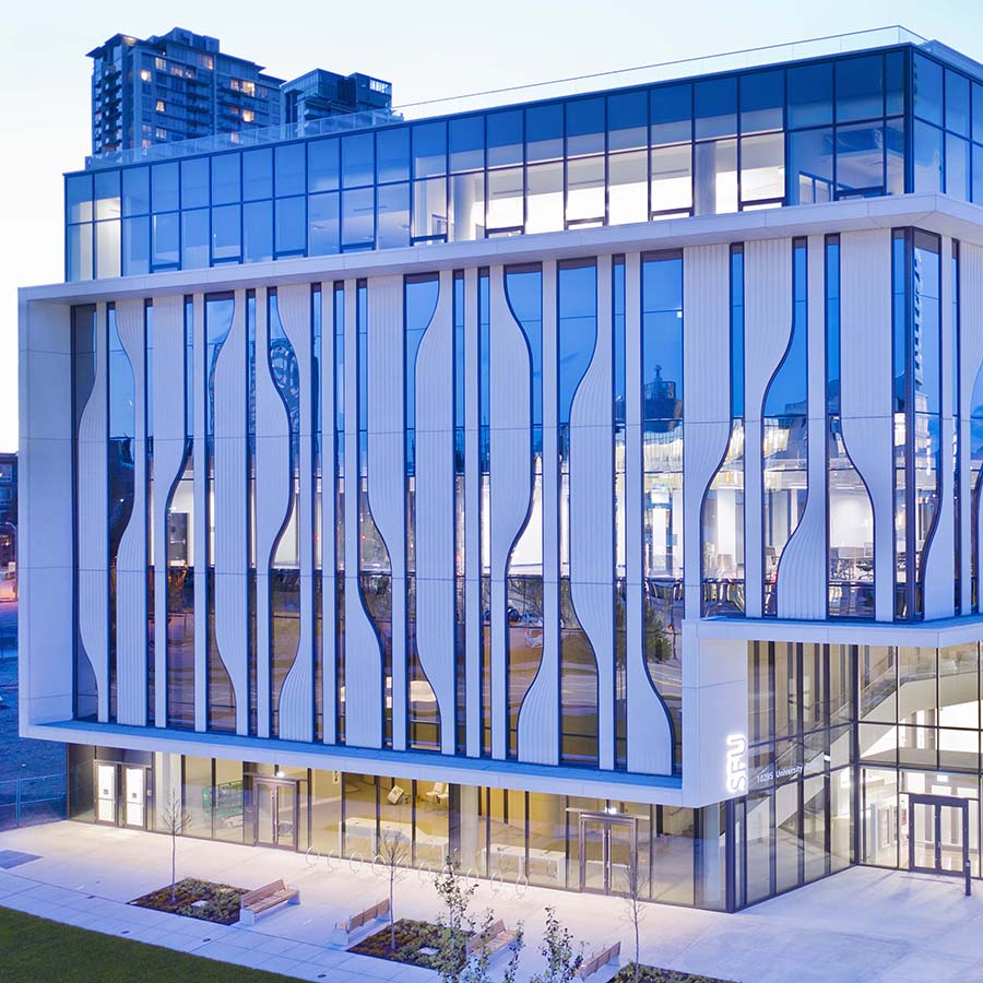 Side view of LEED Gold concrete structure at SFU