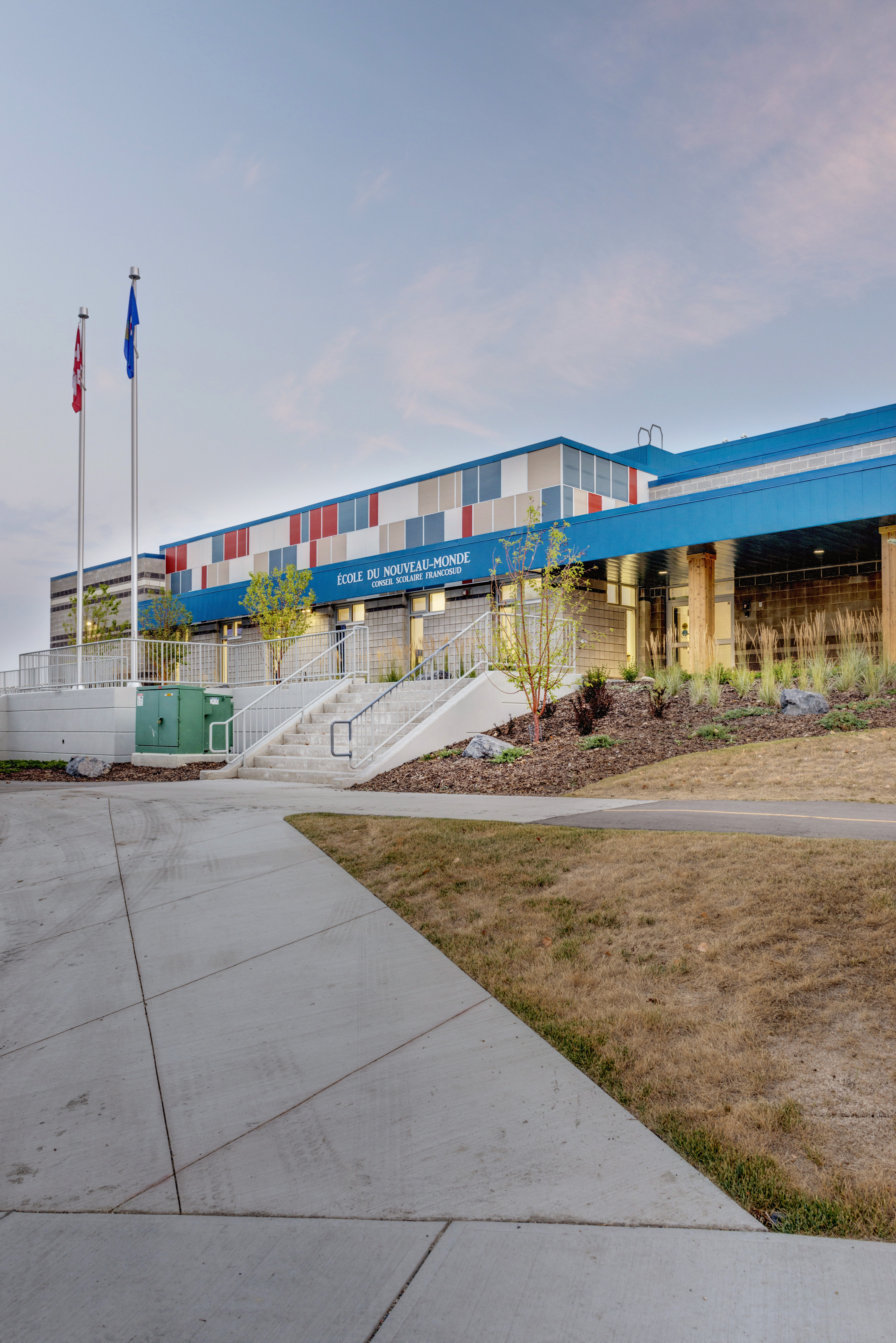 Exterior sidewalk of school