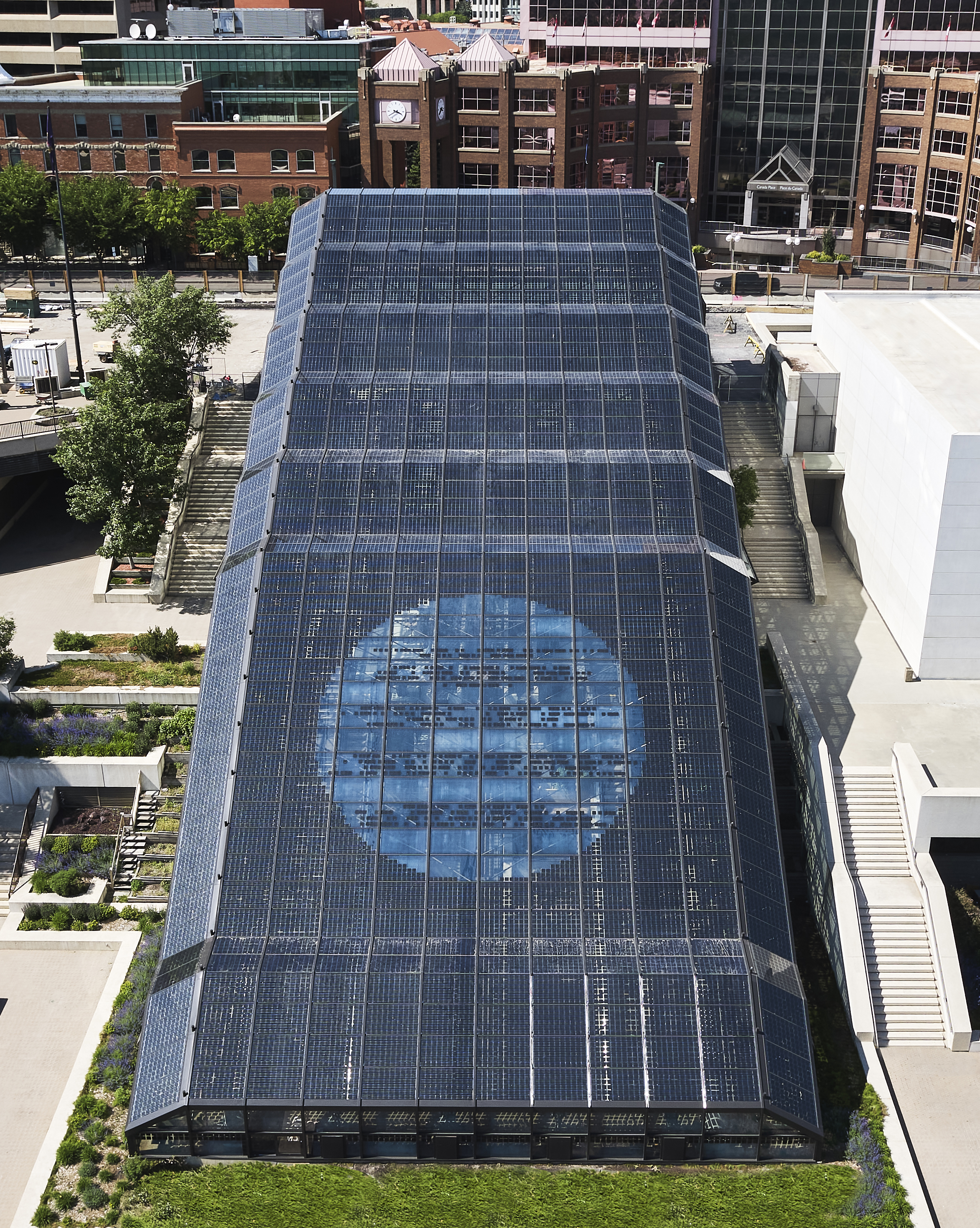 Aerial view of the Edmonton Convention Centre