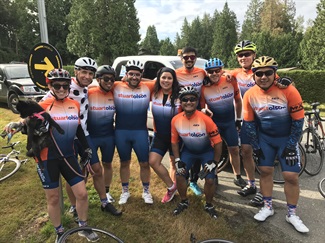 A group of Ride to Cure Cancer participants