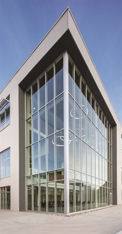 Exterior glass facade of building