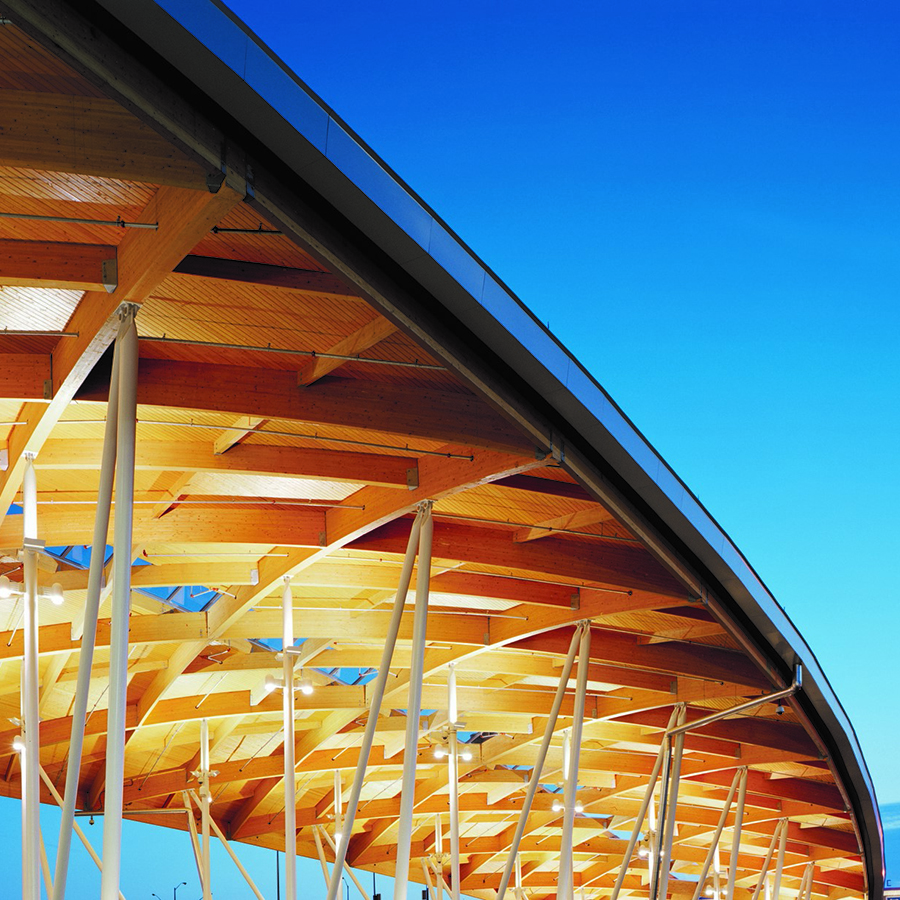 Wooden Roof Structure at Peace Bridge