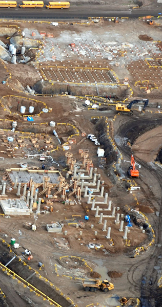 Aerial view of construction at the Suncor Millennium Naptha Unit  