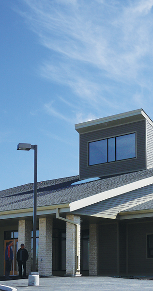 Masonry Columns, Gabled Roof and Dormer Window