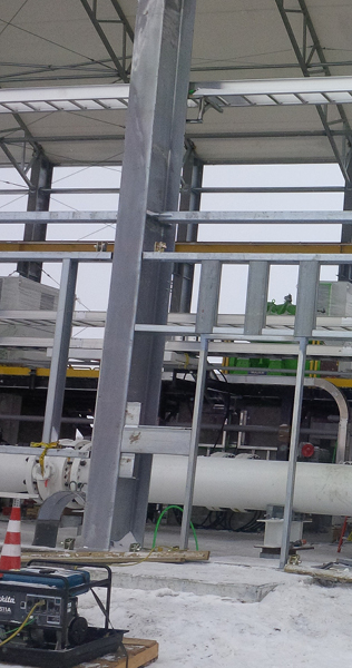 Close up view of steelwork at the Enbridge Clipper Expansion 