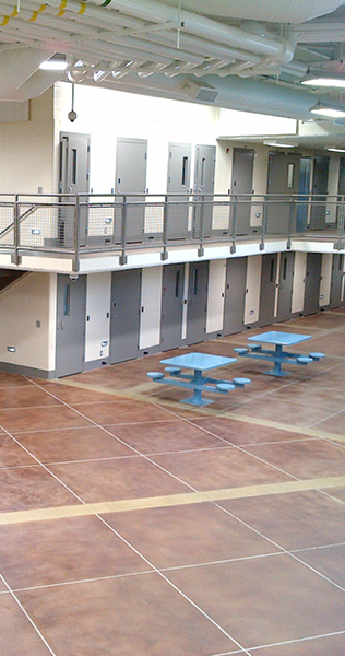 Interior of the Mission Institution showing seating area