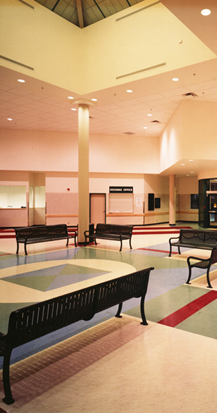 Large Atrium with Bench Seating and Glazed Skylight