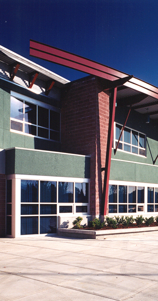 Brick, Stucco and Glazed Facade