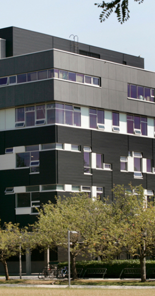 Facade of the Langaran College building showing different cladding finishes