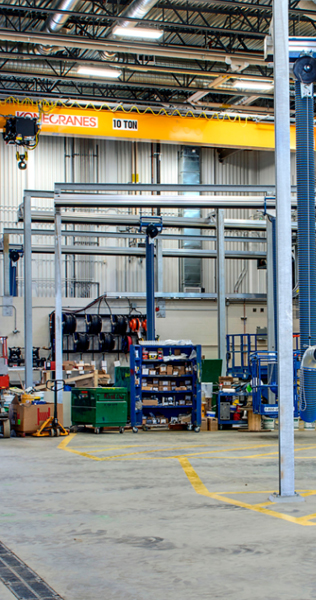 Interior of the Regional Municipality of Wood Buffalo South Operations Centre showing machinery and workspaces