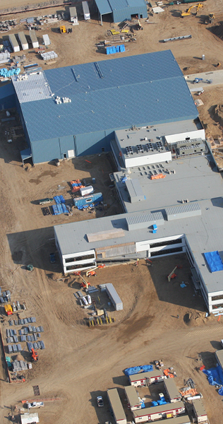 Aerial Construction Progress of Steel Cladded Building