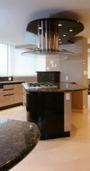 Kitchen Island Counter with Hood Fan Feature