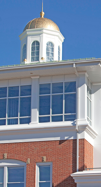 Exterior of Gerald Schwartz School of Business for St FX showing completed cupola