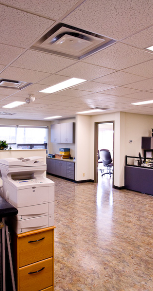 Interior of Boilermakers Training Facility showing office area