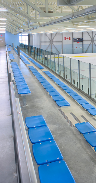 Interior of ice arena showing seating