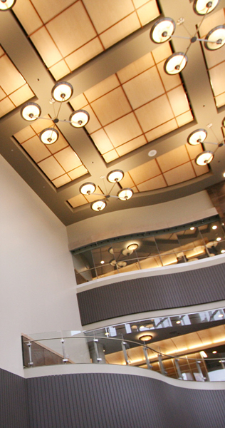 Interior detail of Saint John Law Courts showing ceiling fixtures