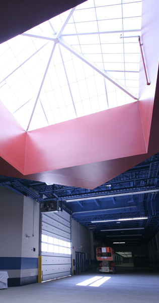 Interior view of Keystone Agriculture Centre showing skylight