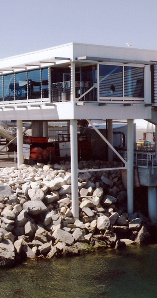 Exterior of the  BC Ferries Tsawwassen Berth showing the support struts