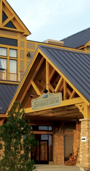Blue Mountain Conference Centre entrance showing wood detail
