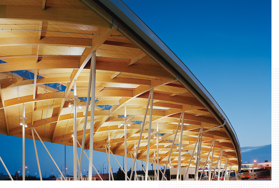 Wood roof architecture detail built by Bird Construction