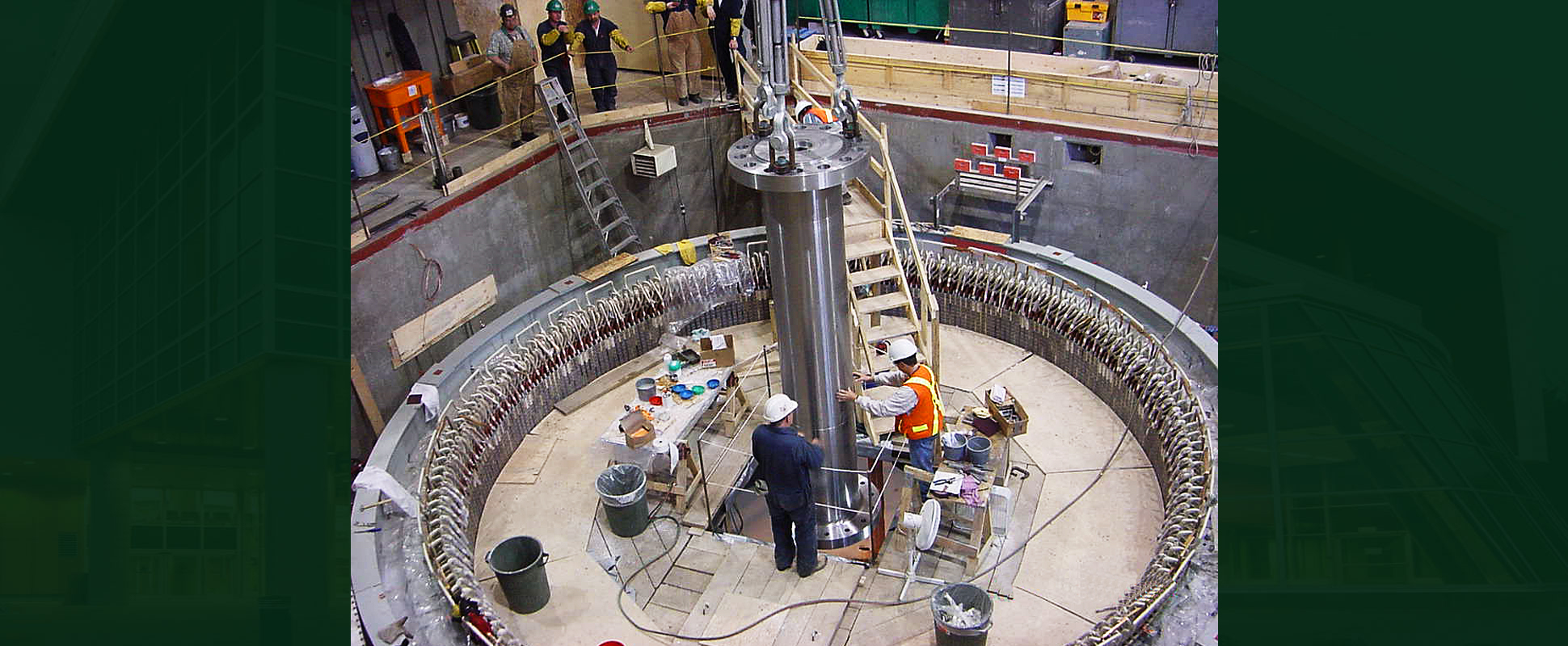 Close up view of workers at the Beeton Hydroelectric Development