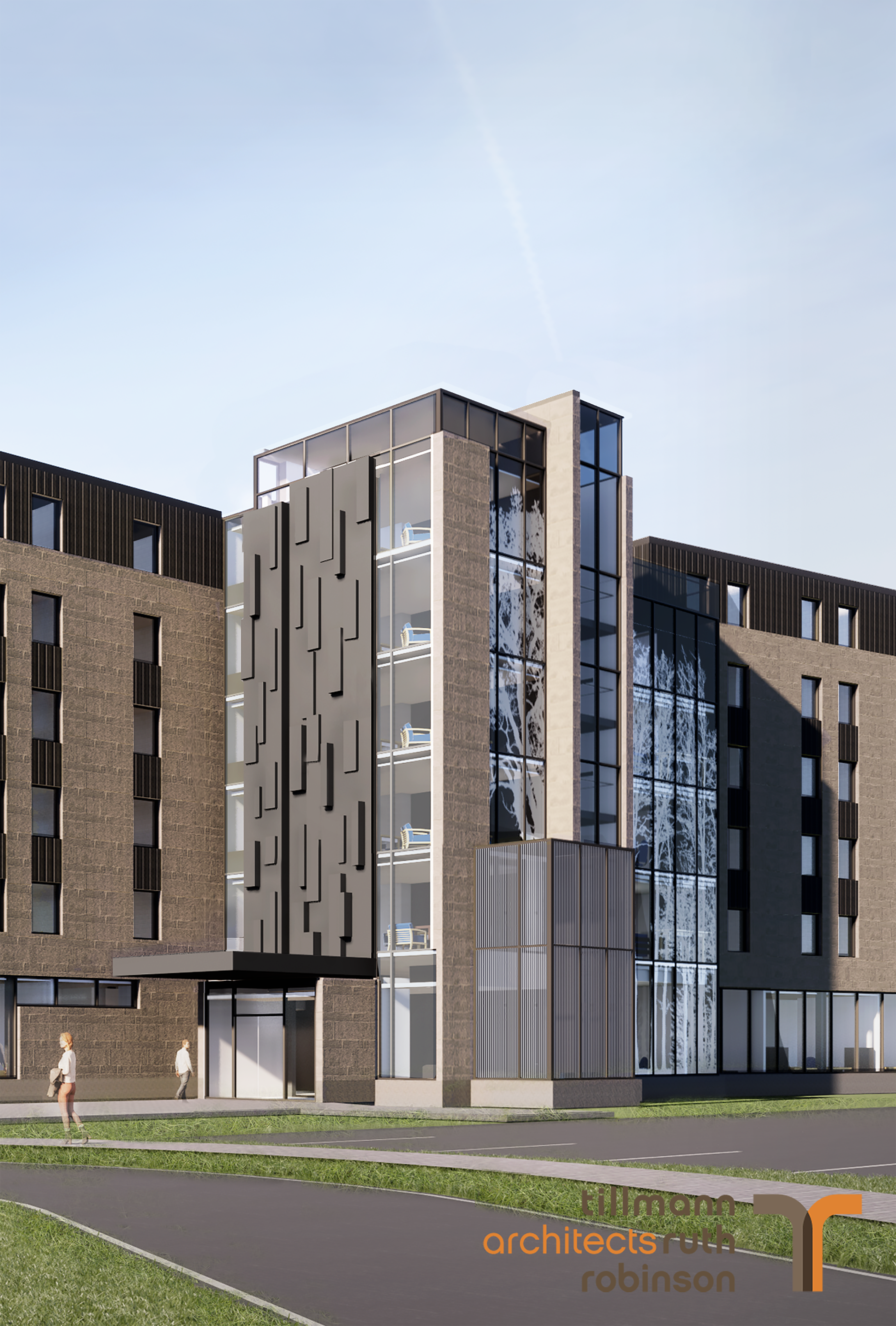 Rendering of exterior of Brock University Student Residence 8