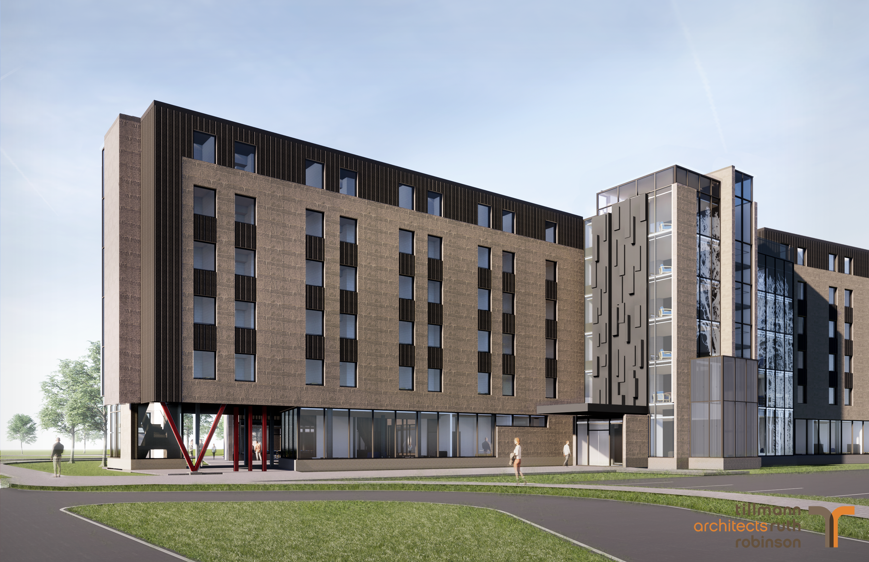 Rendering of exterior view of Brock University Student Residence