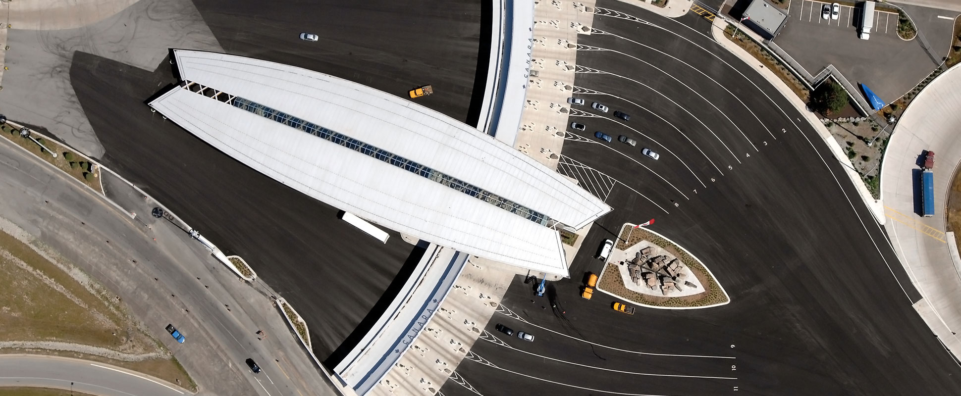 Aerial view of Canadian Plaza at the Peace Bridge