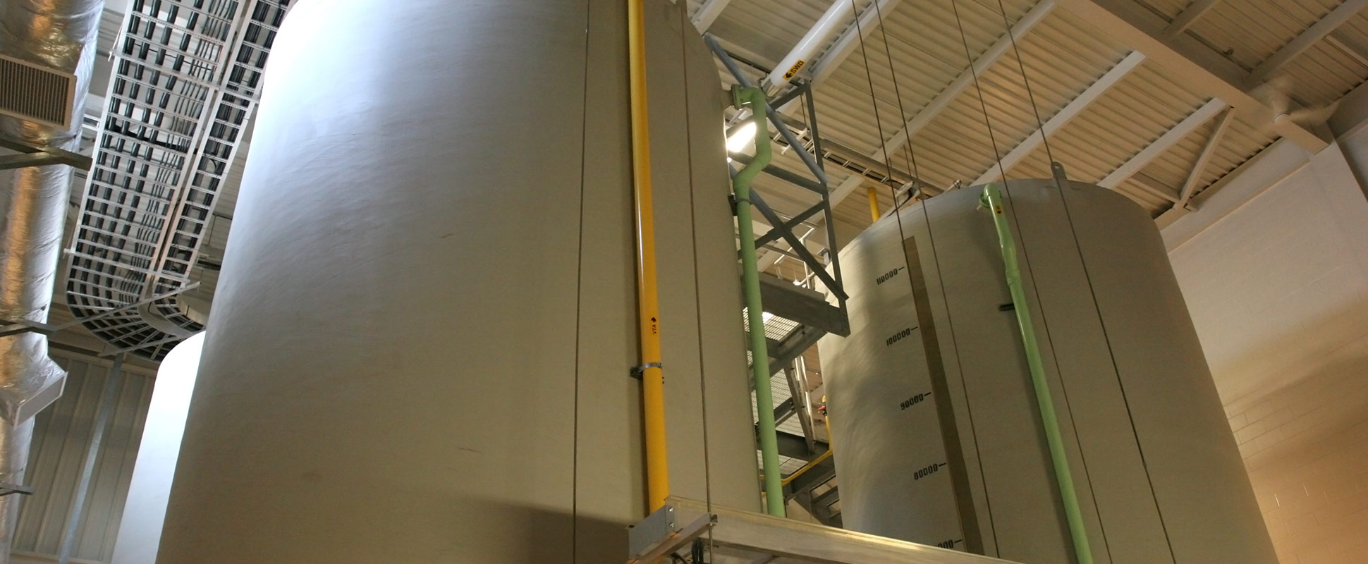 Sodium Hypochloride & Bulk Chemical Storage Buildings interior showing tanks