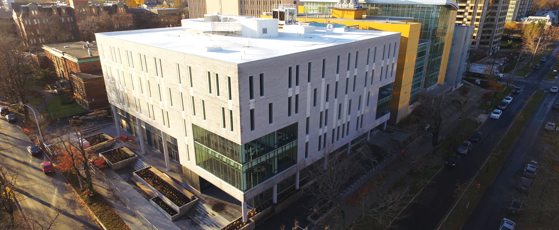Collaborative Health Education Building and Wallace McCain Learning Commons exterior