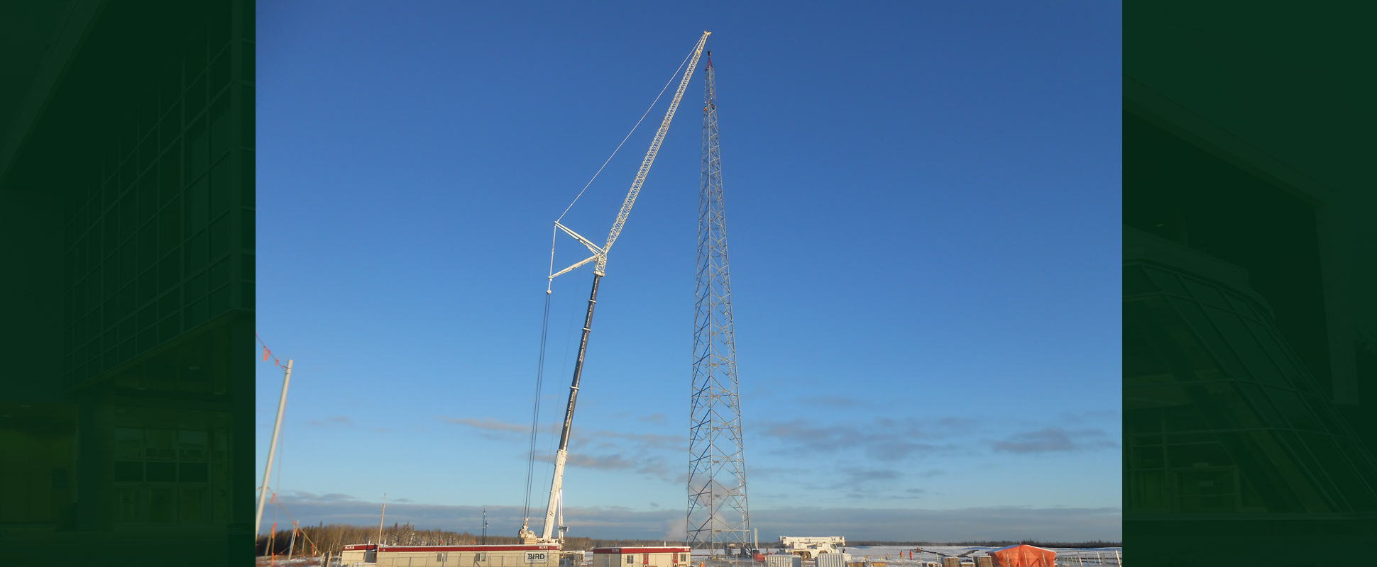 Communication Tower with crane alongside