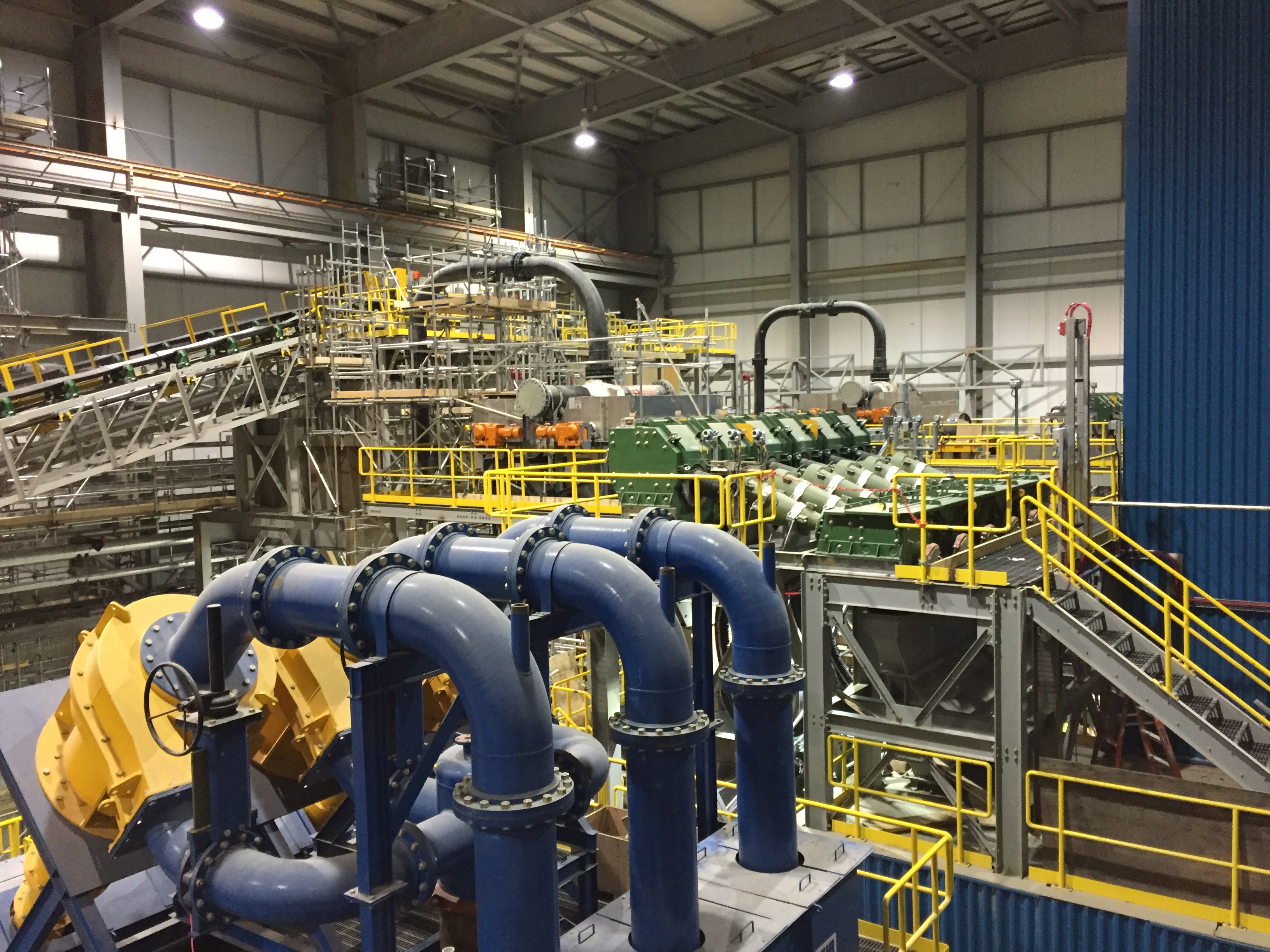 Interior of De Beers gold mine displaying plant process equipment