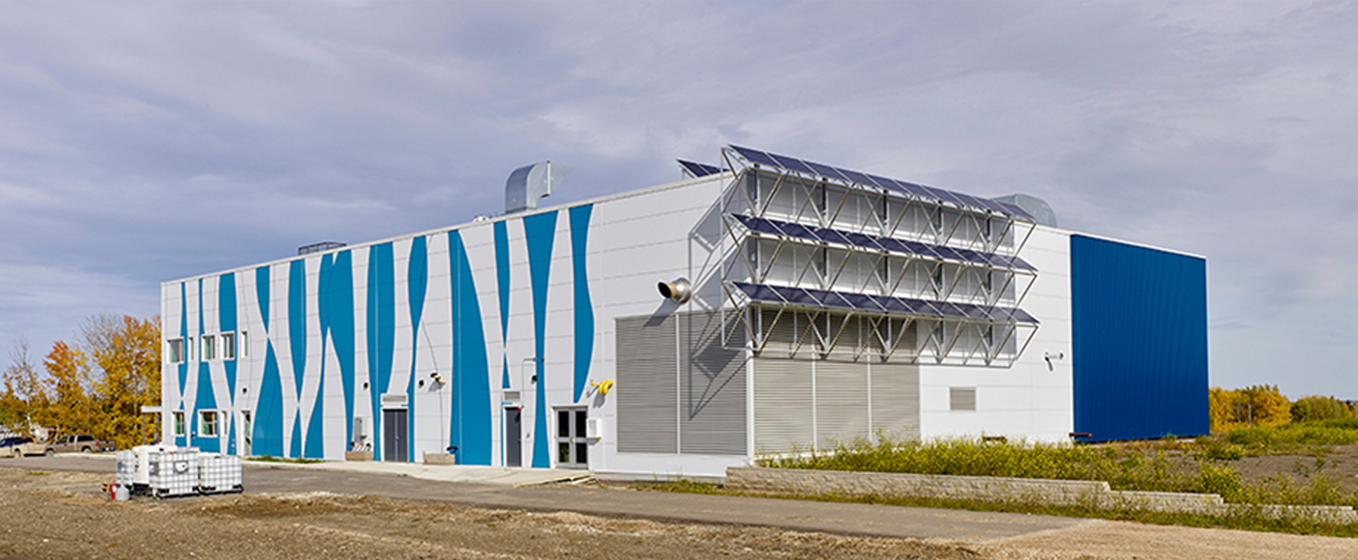 Drayton Valley Water Treatment Plant exterior showing blue cladding design