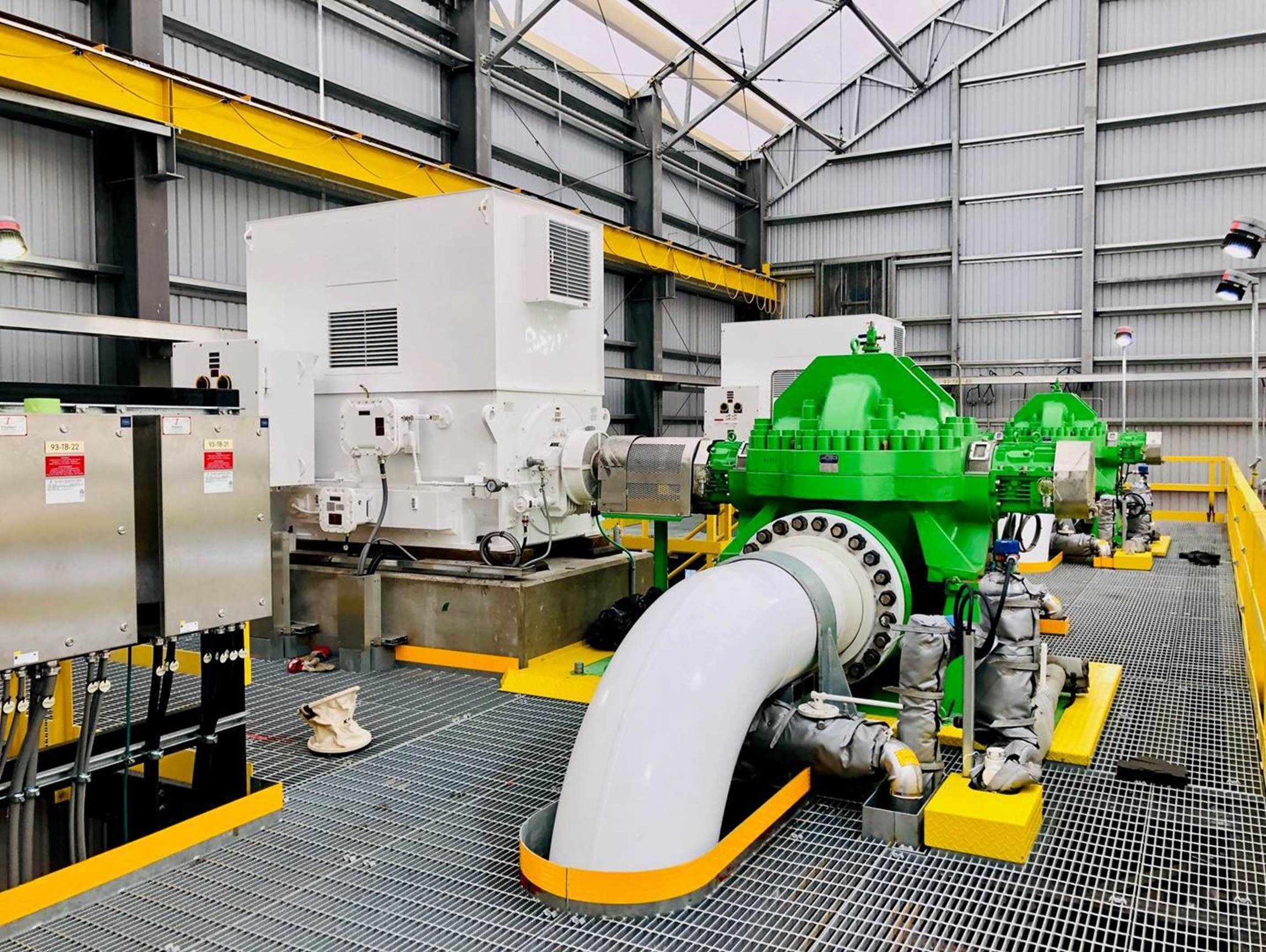 Midstream oil and gas machinery close-up