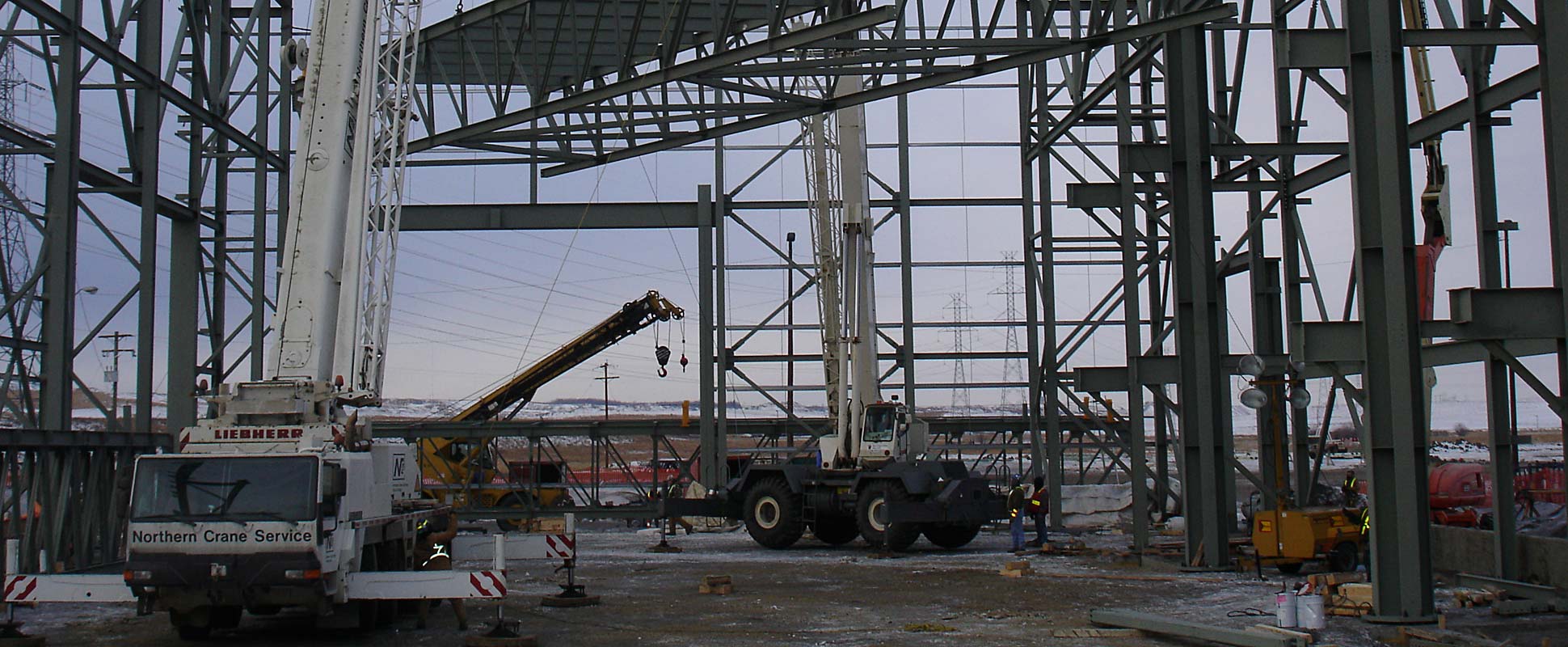 Highvale Mine Truck Maintenance Shop under construction showing steel frame