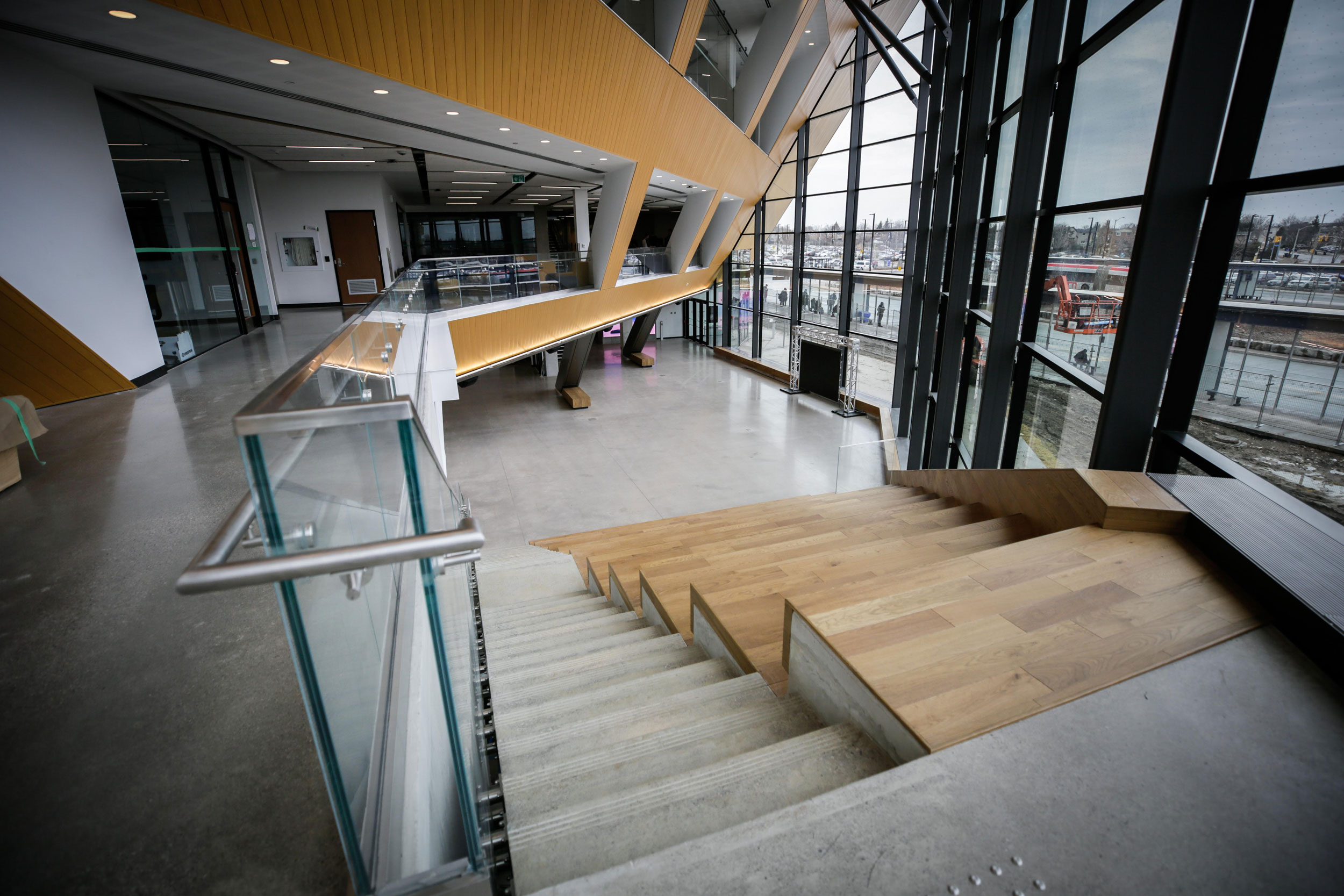 Interior of Humber College Centre for Technology & Innovation showing staircase