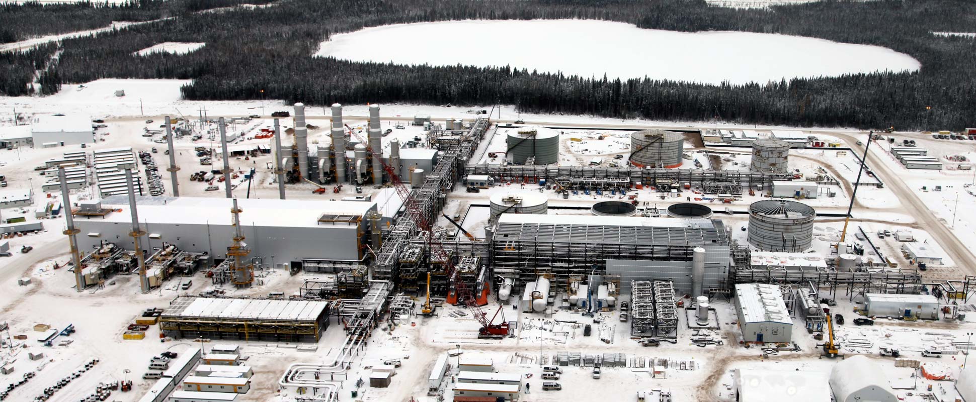 Aerial view of Kirby In-Situ Oilsands project during winter