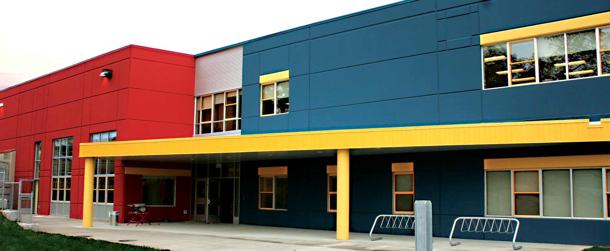 Colourful exterior facade of LC Skerry School 