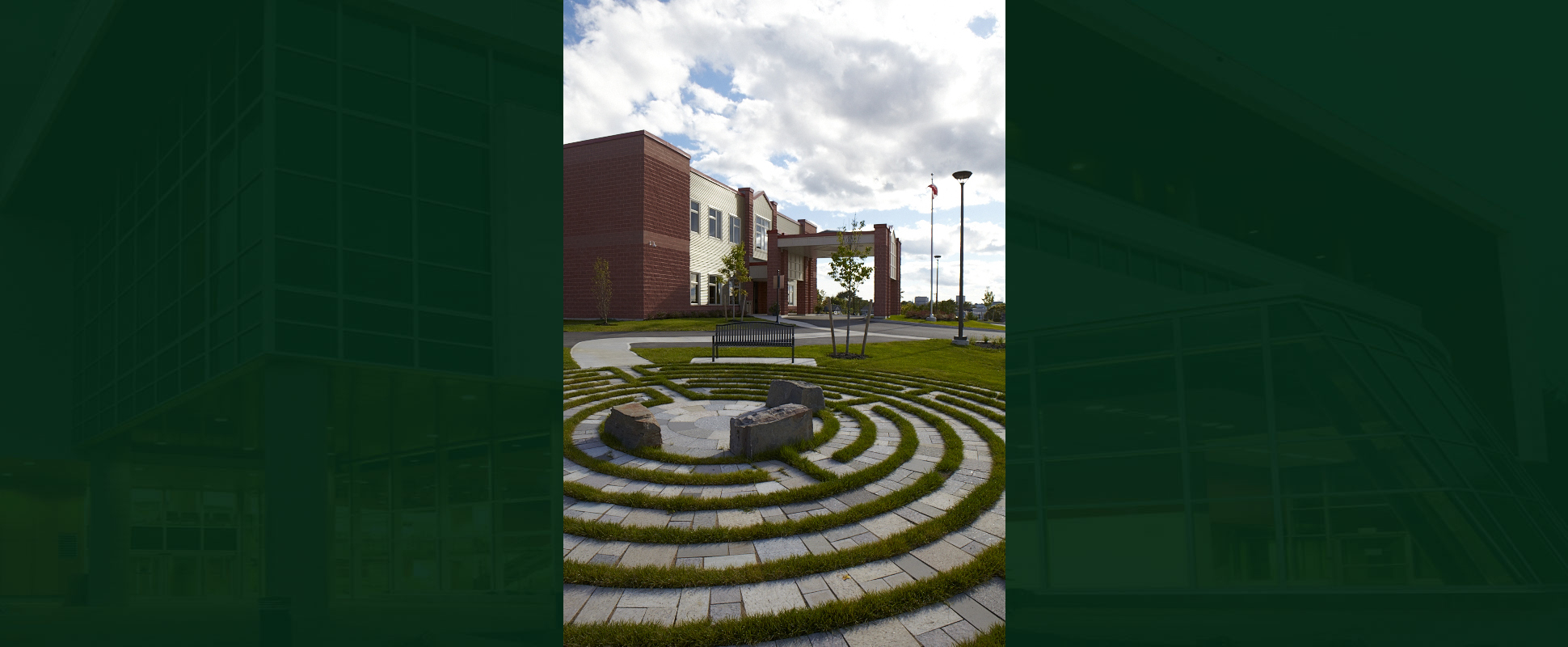 Loch Lomond Villa Nursing Home exterior with circular paving in foreground 