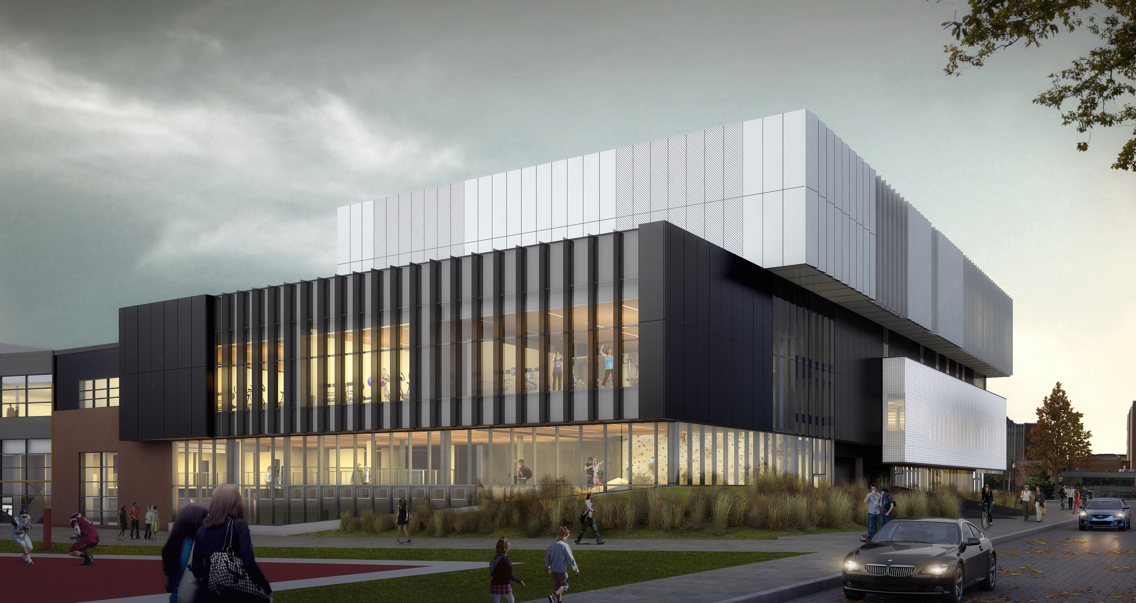 Rendering of the exterior of the McMaster SAFE building