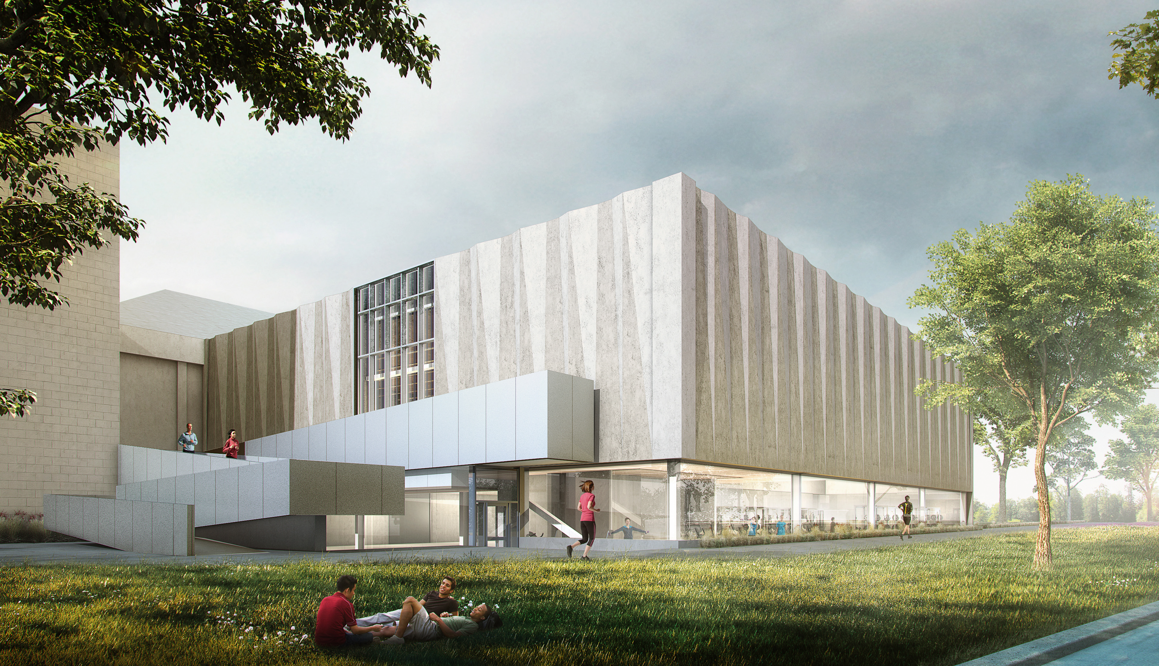 Rendering of the exterior of the McMaster SAFE building
