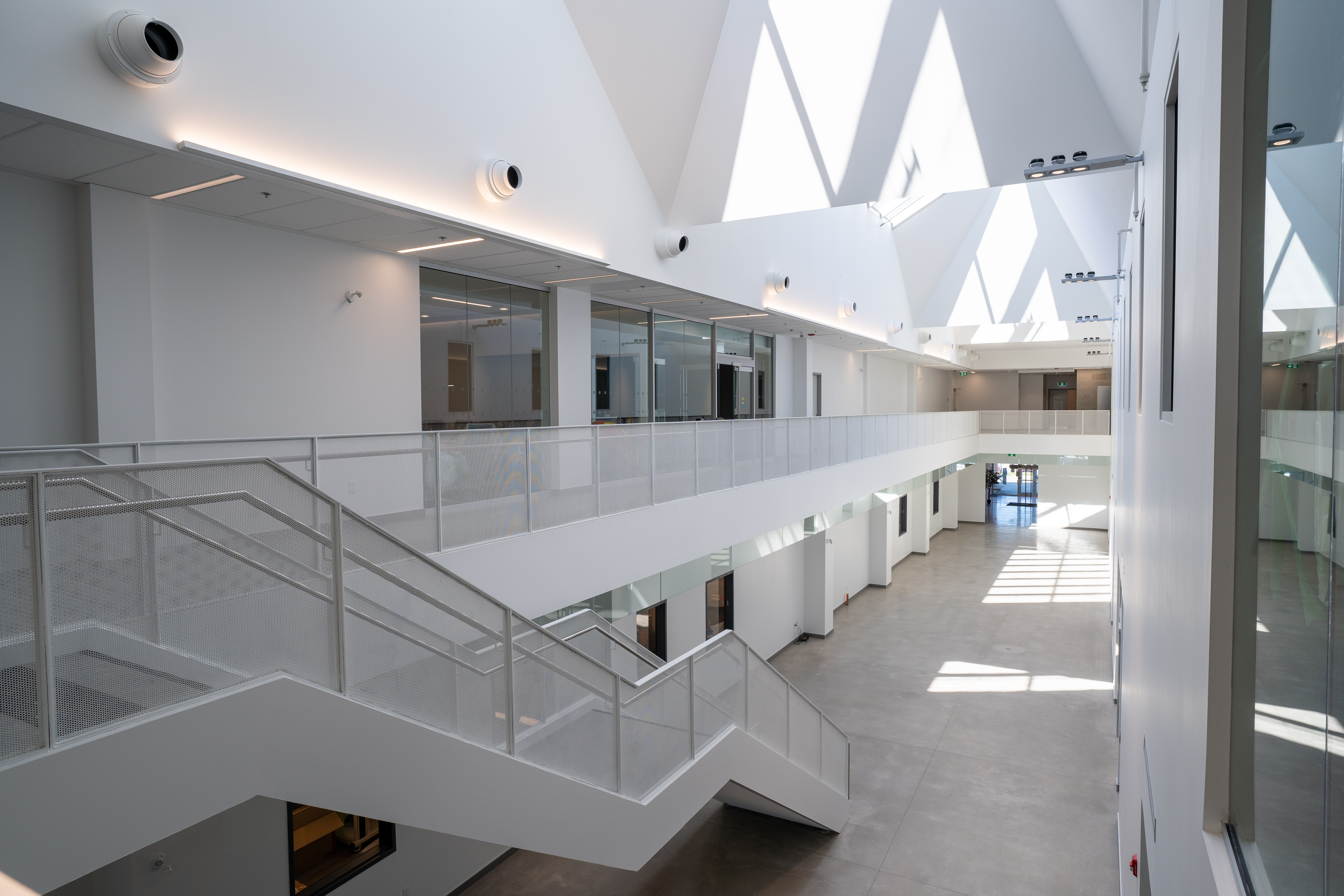 Interior of addition showing white finishes