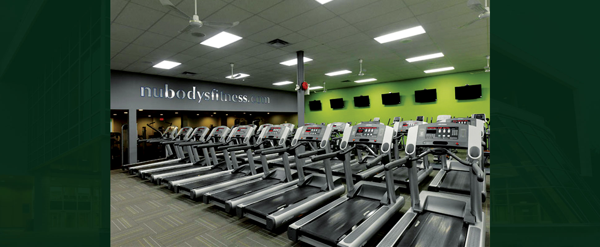 Nubody’s Fitness interior showing treadmills