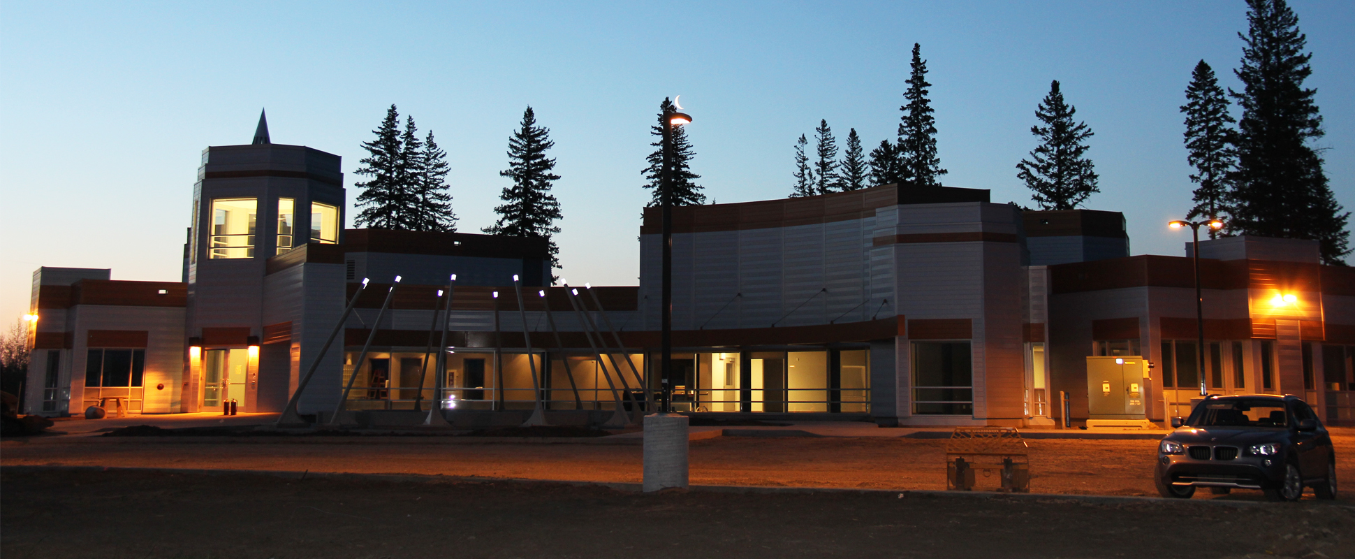 Paul First Nation Health Centre exterior lit at night