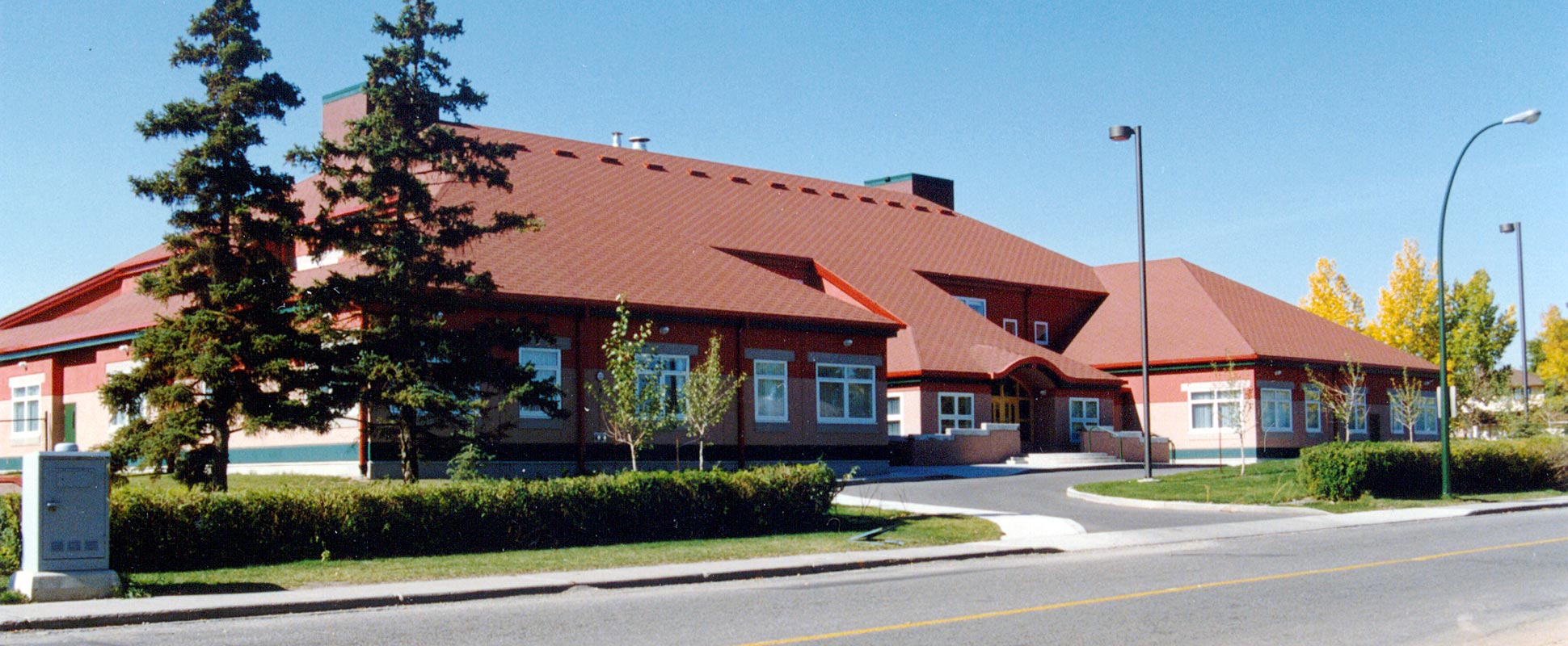 Salvation Army Children’s Village exterior with trees in the foreground 