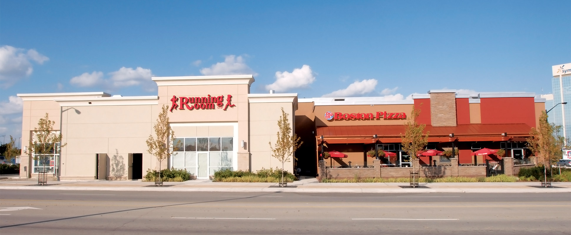 Square One Retail Centre exterior showing retail store signage 