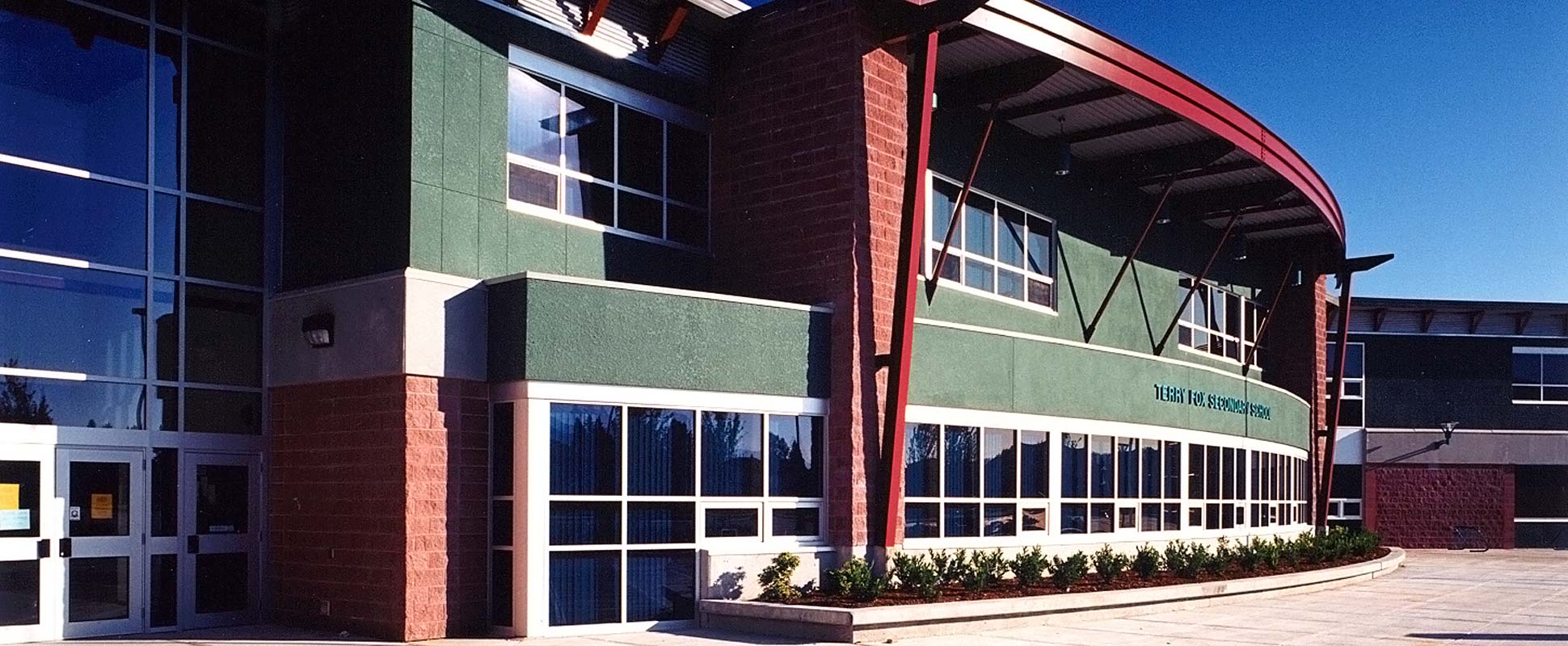 Close up of the exterior of the Terry Fox Secondary School