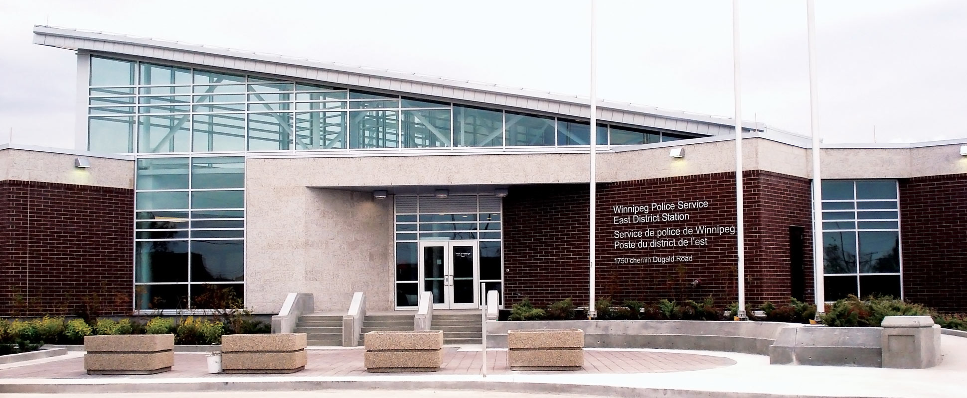 Winnipeg East District Police Station exterior showing building signage