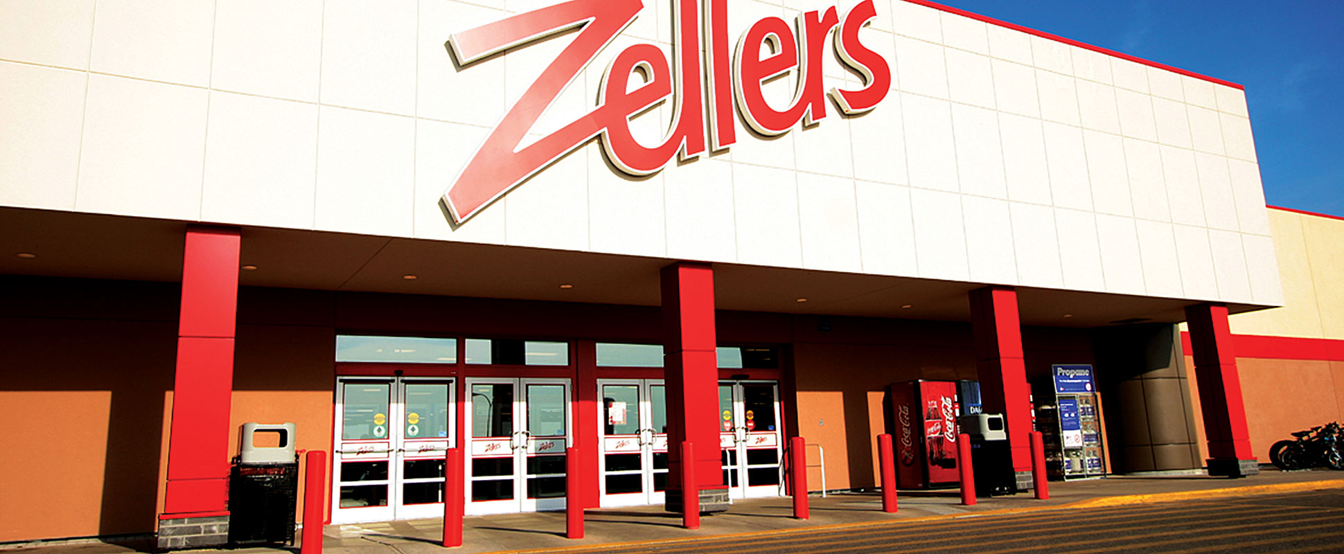 Close up of Zellers entrance with building signage